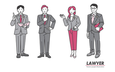 弁護士の男女のアイコンイラストセット
