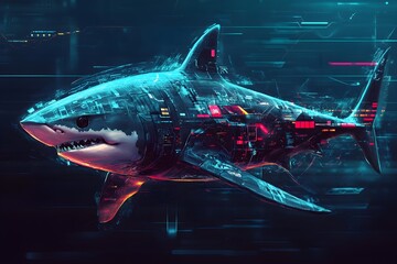Shark in a futuristic style. Generative AI
