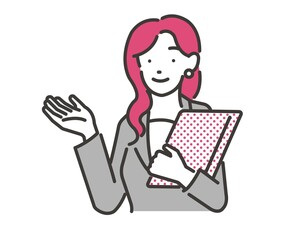 案内をする女性弁護士のイラスト