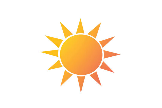 Bright orange sun icon with stylized rays, representing sunlight and warmth on a transparent background. Ideal for weather and climate projects.