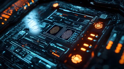 Fototapeta premium Futuristic Biometric Scanner Interface Concept