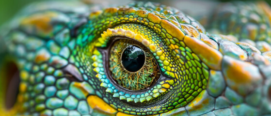 Obraz premium Head shot closeup of Green Crested Lizard.