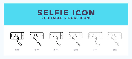 Selfie icon symbol. Outline. Lineal icon with editable stroke.