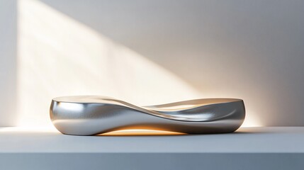Abstract Metallic Sculpture on White Background