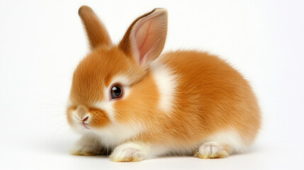 Obraz premium Adorable 4 month old baby rabbit with soft fur and twitching nose, showcasing its playful nature and charm. Perfect for animal lovers and pet enthusiasts