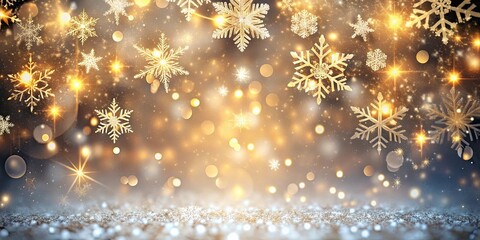 Falling snowflakes and particle lights glowing overlay on luxury background creating festive Christmas atmosphere