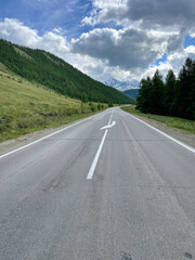 road in the mountains of the Altai Republic in the north of Russia