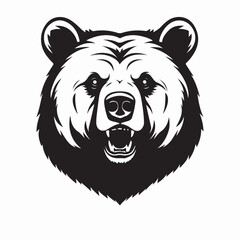 Stylized bear head icon vector. Stylized bear head. Vector silhouette black color isolated .