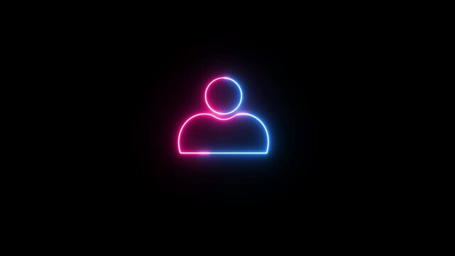 Neon-glow user or profile or avatar icon animation. Two-tone color person or user account or people sign animation.