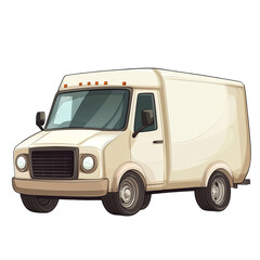 Generative ai illustration Cartoon of a White Delivery Van