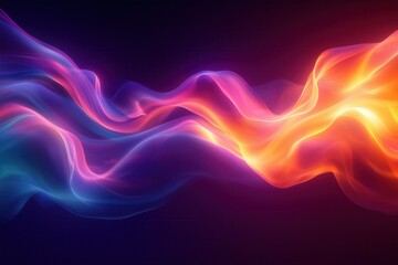Fototapeta premium Neon Light Waves on a Digital Background Creating a Smooth Gradient Atmosphere, Perfect for Technology Visualization, Graphics, and Innovative Projects