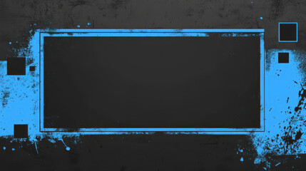 Dynamic digital frame with blue accents on a dark, grunge background, featuring splashes and geometric blocks. A futuristic, high-energy backdrop, perfect for creative media projects.