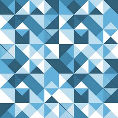 Seamless geometric pattern with blue elements, vector background.