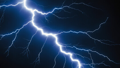 Intense Blue Lightning Strike Against a Dark Background.