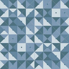 Seamless geometric pattern with blue elements, vector background.