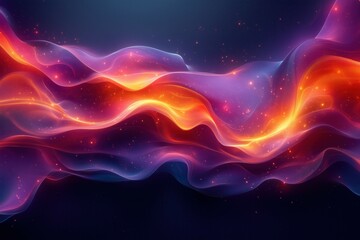 Obraz premium Abstract Background with Neon Waves and Sparkling Light, Creating a Cosmic Glow Atmosphere, Perfect for Technology, Graphics, and Data Visualization Projects
