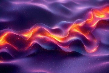 Obraz premium Abstract Background with Neon Waves and Sparkling Light, Creating a Cosmic Glow Atmosphere, Perfect for Technology, Graphics, and Data Visualization Projects