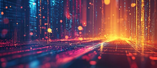 Fototapeta premium Lively Digital Landscape of Glowing Data