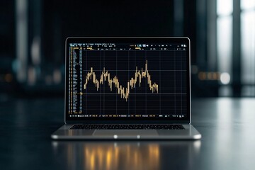 Financial advisor's desk with gold bars, laptop with live data and graphs, highlighting investment insights and security