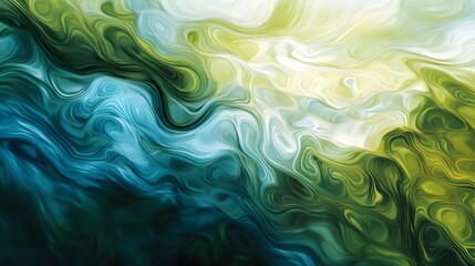 Calming Rhythms conveyed through abstract representations of flowing rivers, utilizing soft blues and greens to enhance relaxation