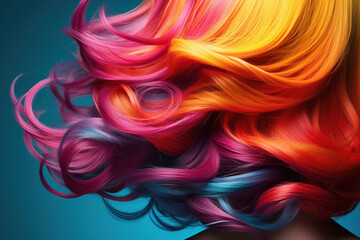 Image of wavy hair in a mix of vibrant colors