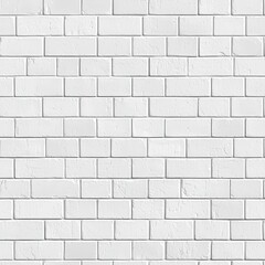 A seamless pattern of white brick wall, showcasing a clean, minimalistic design ideal for backgrounds or architectural aesthetics.