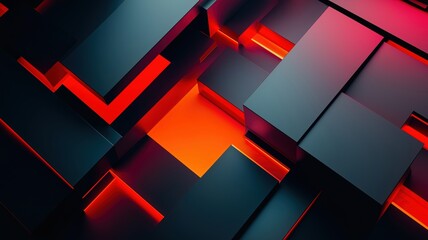 Vibrant Red Highlights in Geometric Design