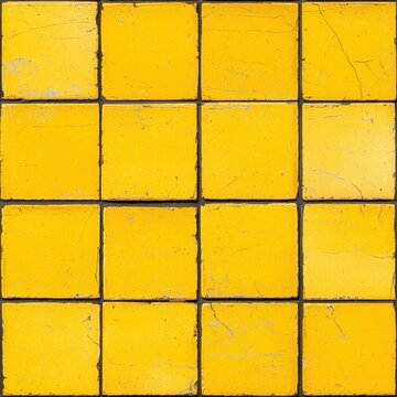 A grid of yellow tiles arranged in a uniform pattern, showcasing a bright and cheerful aesthetic.