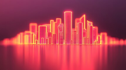 Fototapeta premium Futuristic Smart City Skyline with Glowing Elements
