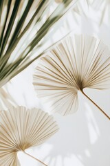 Beige palm-leaf wallpape