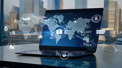 international connections digitalfinancial world charts using banking analysis software network laptop online stores computer technology digital cyberspace payment global credit card connection finan - Powered by Adobe