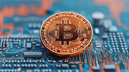 Digital Currency Concept with Bitcoin and Technology Background