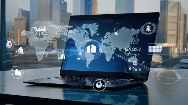 international connections digitalfinancial world charts using banking analysis software network laptop online stores computer technology digital cyberspace payment global credit card connection finan - Powered by Adobe