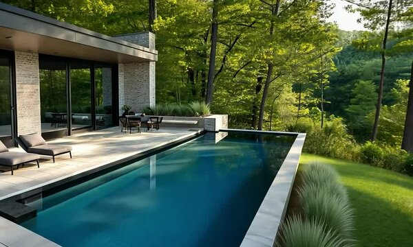 Luxurious backyard with swimming pool