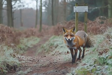 Fototapeta premium Red Fox in Serene Forest Clearing