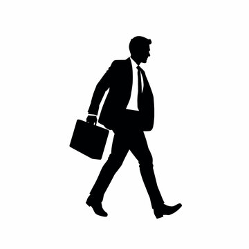recommend clip art: A businessman silhouette walking briskly with a briefcase, one arm swinging forward naturally