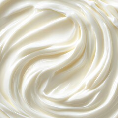 Close-up Swirl Background of Delicious Creamy Texture. White Cosmetic Cream. Smooth Surface