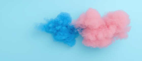 Fototapeta premium Smoky cloud formations in bold pink and blue, swirling together to create a dreamy, abstract effect