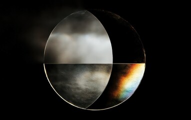 Soft clouds with beams of rainbow light and subtle sparkles, evoking a mystical, otherworldly feel