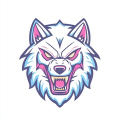 Obraz premium A striking werewolf drawing featuring neon colors and a flat design style, ideal for Halloween decorations or themed events, presented on a white background