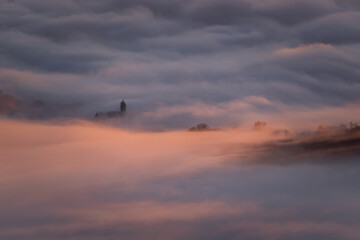 Aramaio valley under the clouds in the morning