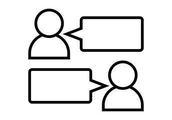 Icono negro de usuario conversando con bocadillo de hablar vacío