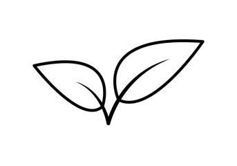 Icono negro de brote de planta con dos hojas