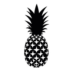 pineapple vector silhouette on white background, simple and minimal vector