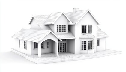 Fototapeta premium Transparent wireframe building design in 3D, capturing the intricacy of architectural sketching and digital project planning