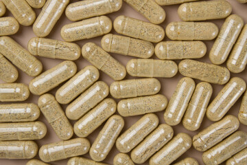 Vitamin capsules full screen as background. Supplements for health