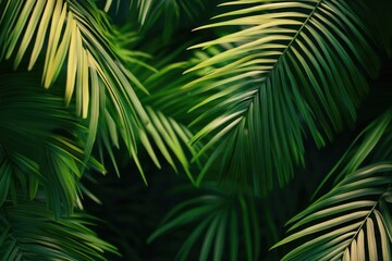 Palm tree background with green leaves.