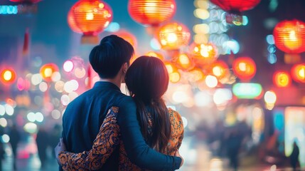 Obraz premium Urban New Year party merging traditions and modernity in stock image