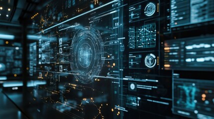 Obraz premium A digital touchscreen with IT network connections