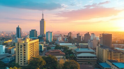 A dynamic business scene in Nairobi, featuring local startups